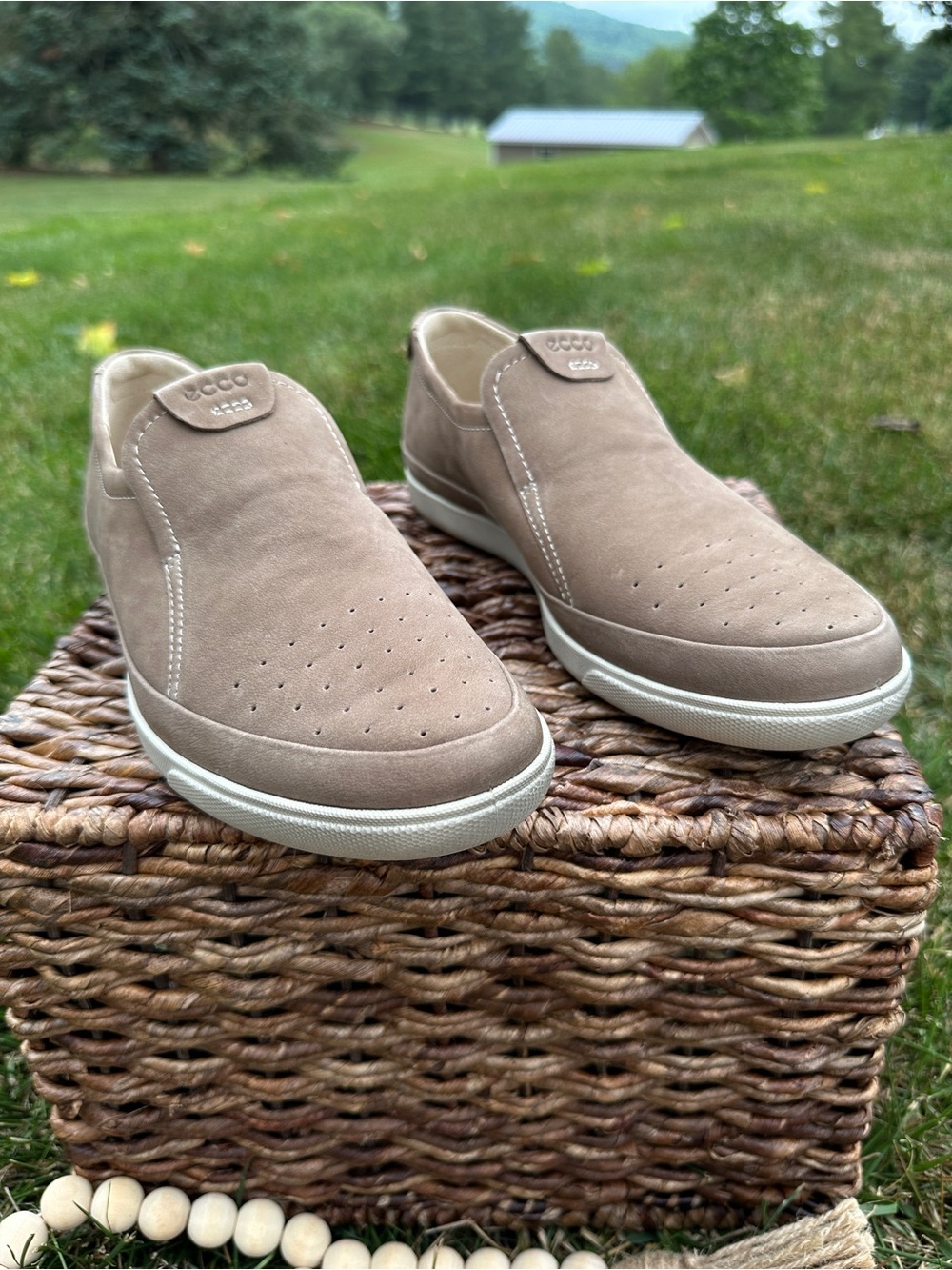 ECCO Women’s Damara Slip-On Loafers in Taupe/Beige Suede